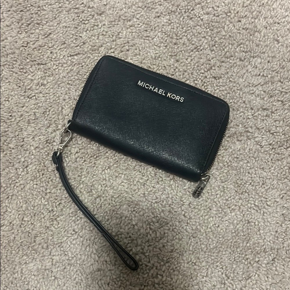 Michael Kors Black Leather Wristlet